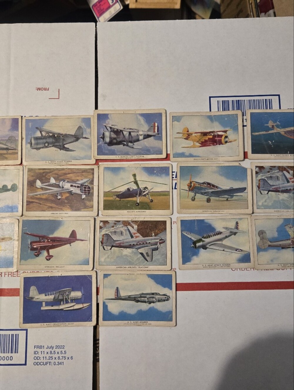 Vintage Military Air Craft Trading Cards 17 Different